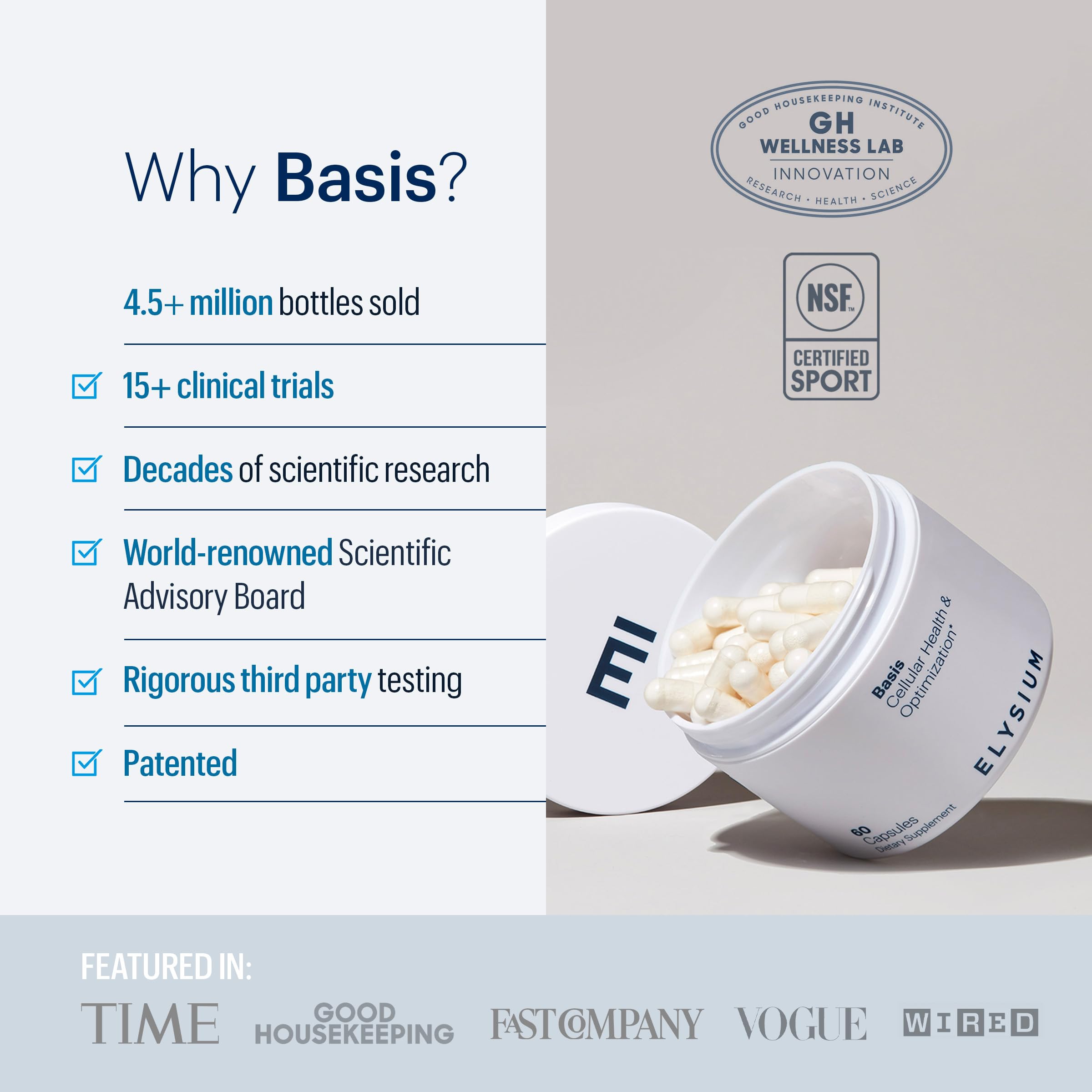 Lifestyle image featuring Basis NAD+ supplement