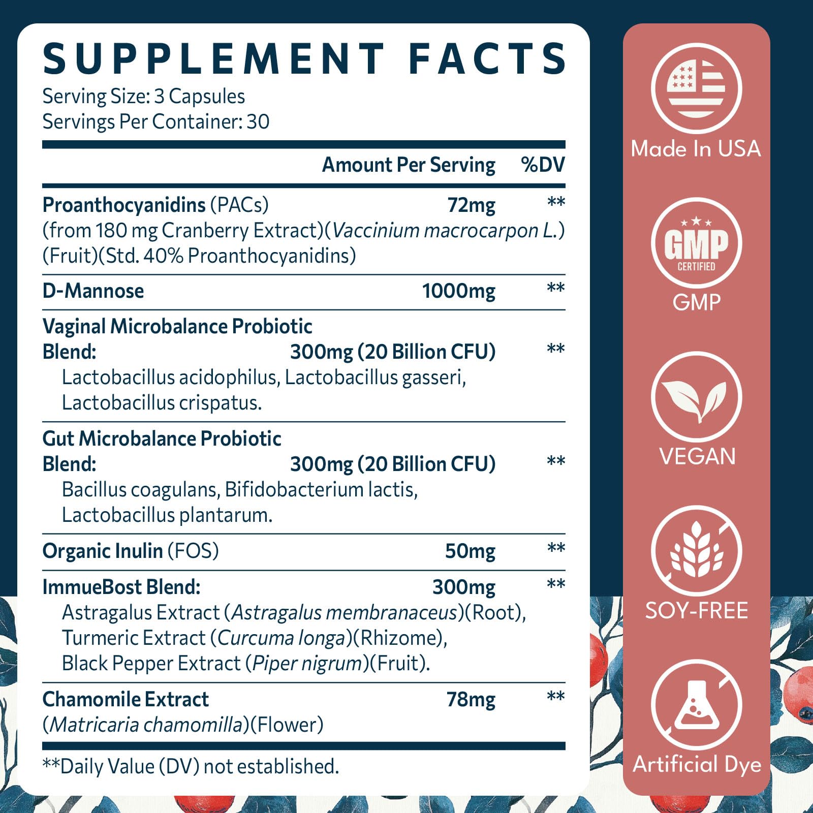 Packaging highlighting urinary tract health for women