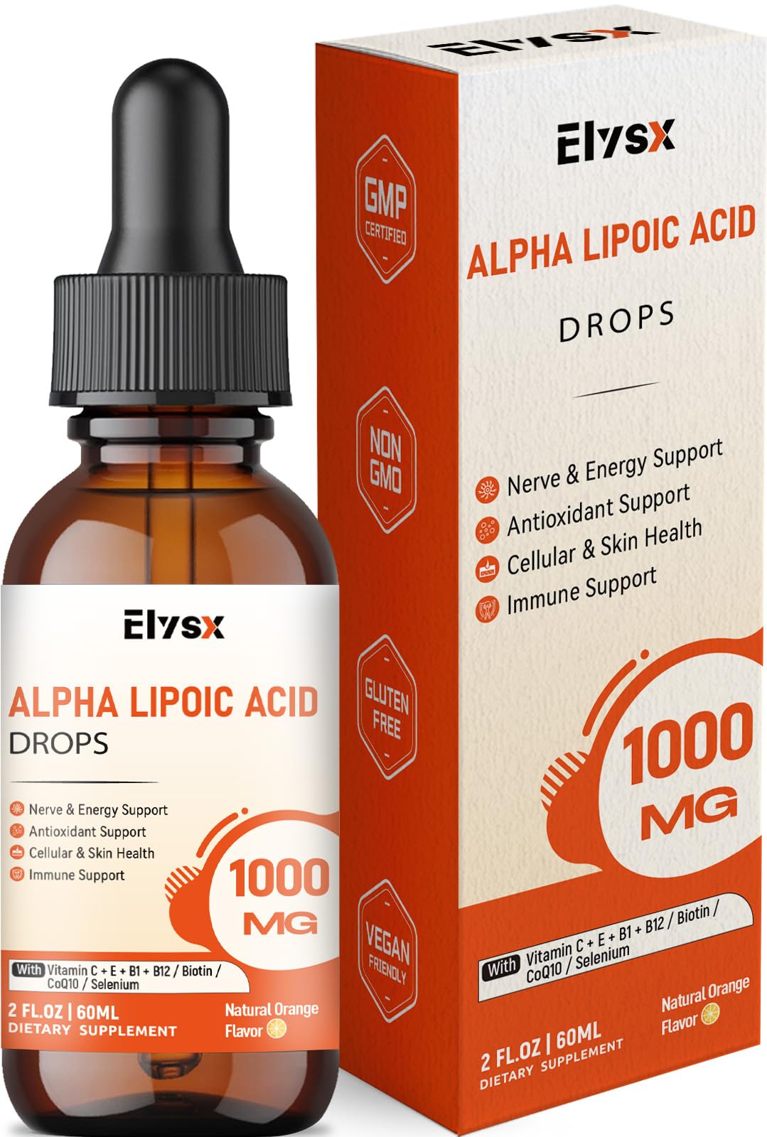 Bottled Elysx Alpha Lipoic Acid 1000 mg liquid drops