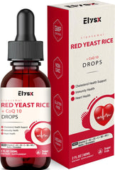 Elysx Liposomal Red Yeast Rice Drops bottle with CoQ10 on white background