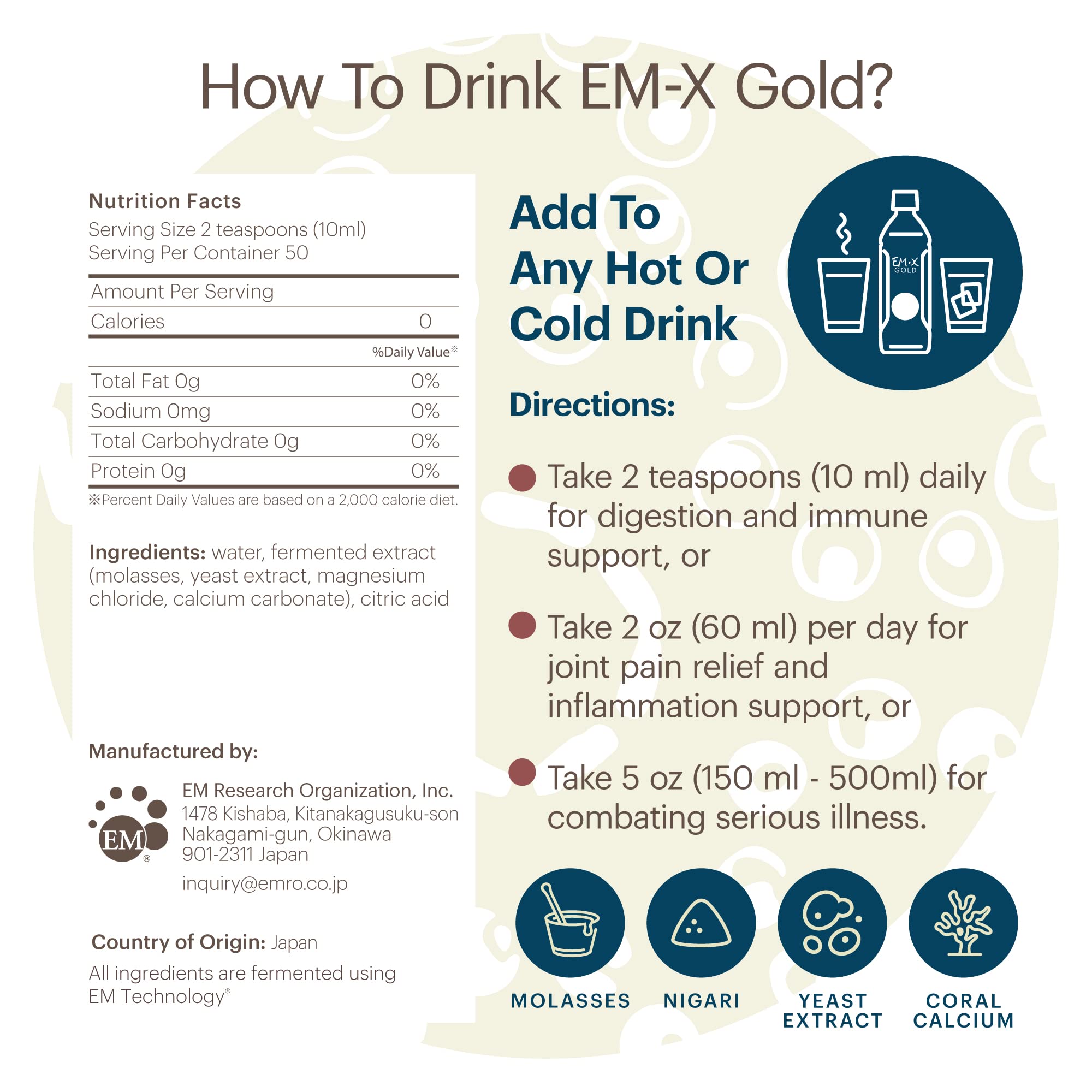 EM-X Gold ingredients and natural components