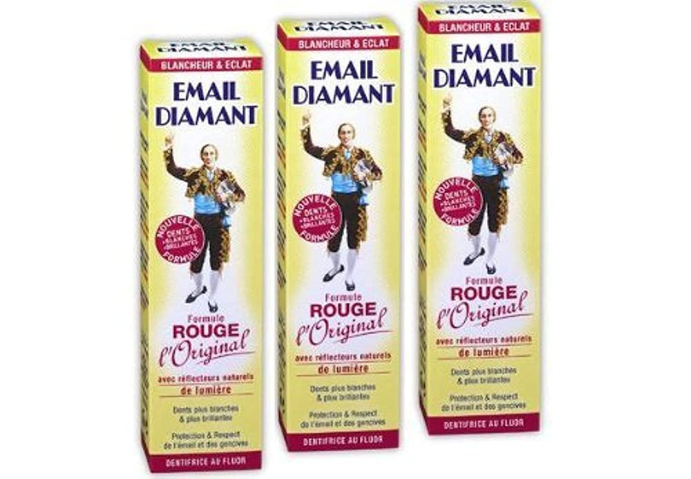 Three 75 ml Email Diamant Red Formula toothpaste tubes