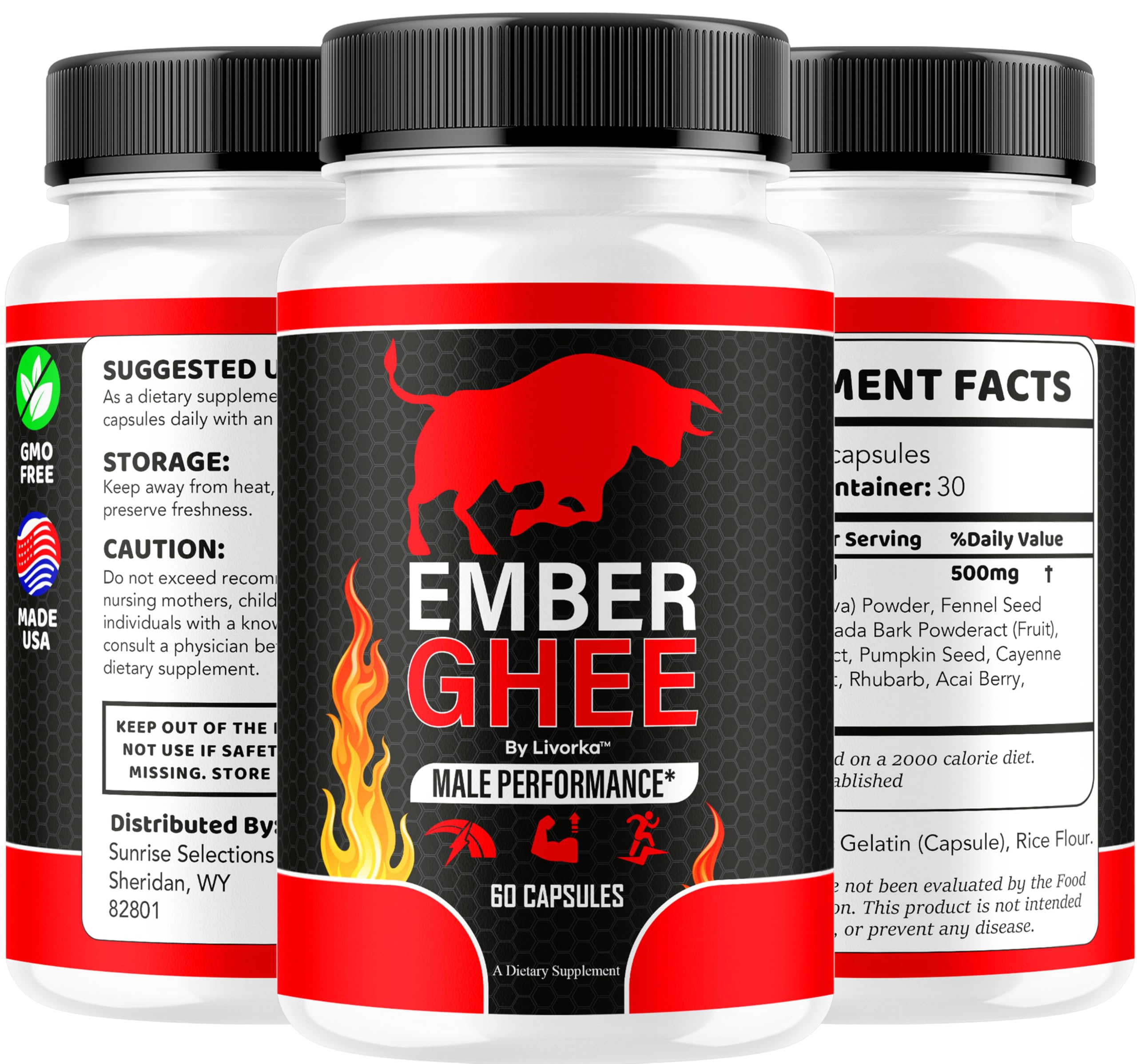 Five month supply display of Ember Ghee Pills