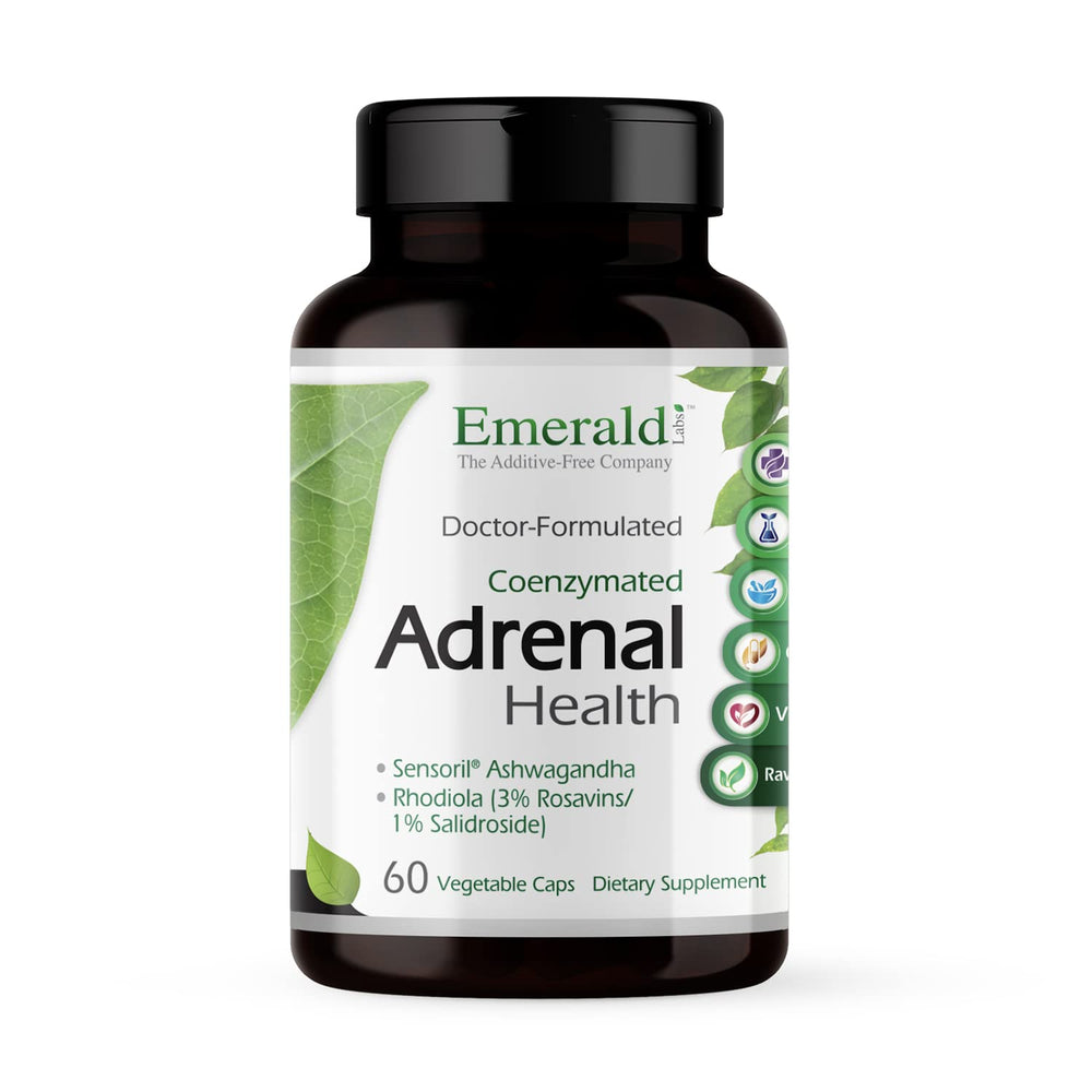 Bottle of Emerald Labs Adrenal Health with 60 vegetable capsules