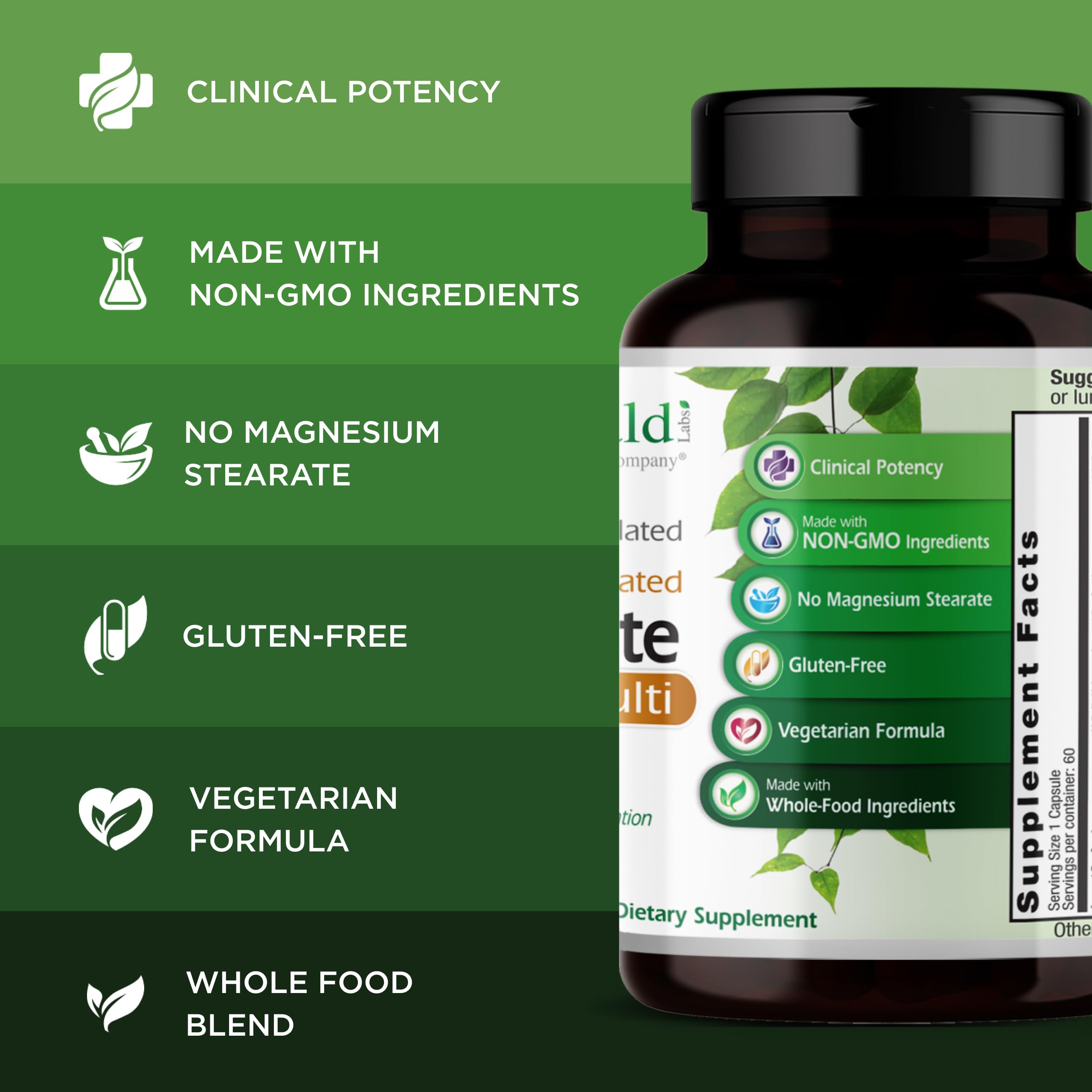 Biavailable B vitamins and chelated minerals illustration