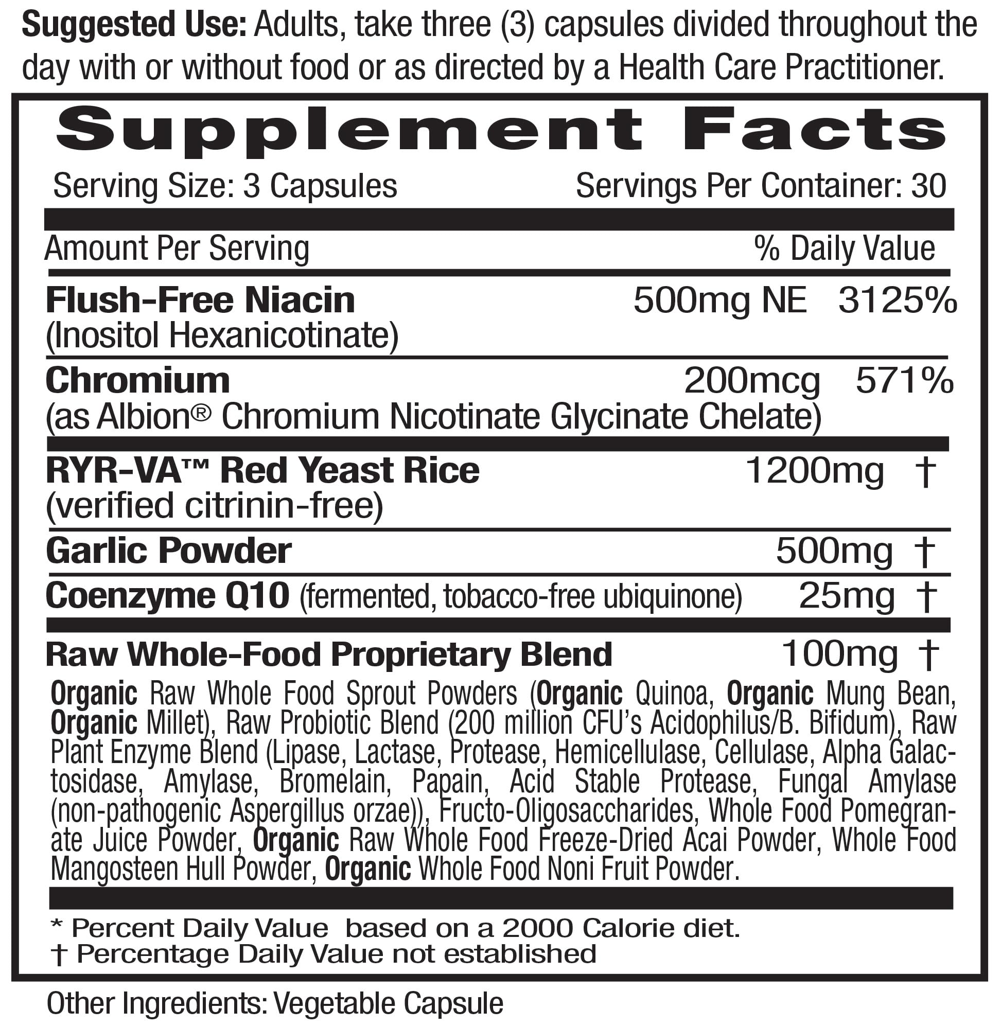 Cholesterol Health flush-free niacin bottle label
