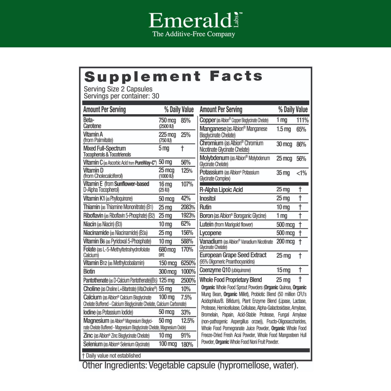 Emerald Labs Complete Premium Multi bottle - side view with label