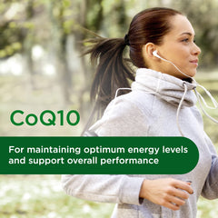 CoQ10 capsules arranged in a row