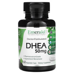 Front view of Emerald Labs DHEA 50mg Adrenal Support 60 Vegetable Capsules