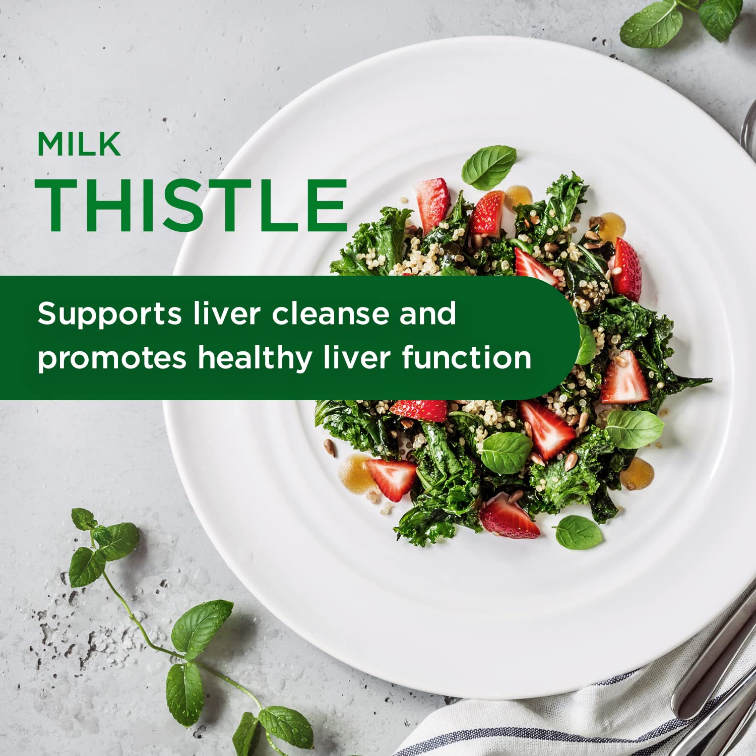 60 vegetable capsules displayed alongside Emerald Labs European Milk Thistle bottle