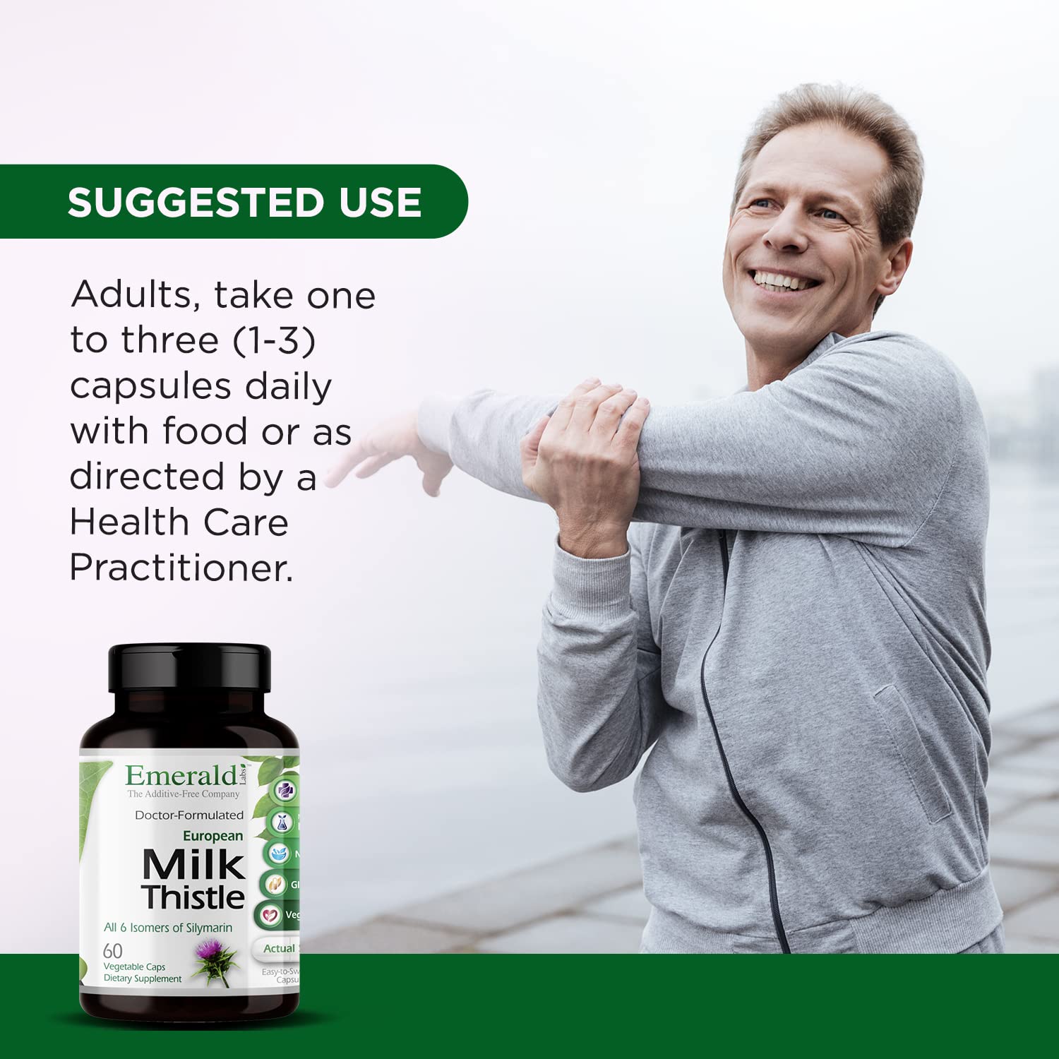 Label detail highlighting European Milk Thistle extract ingredients