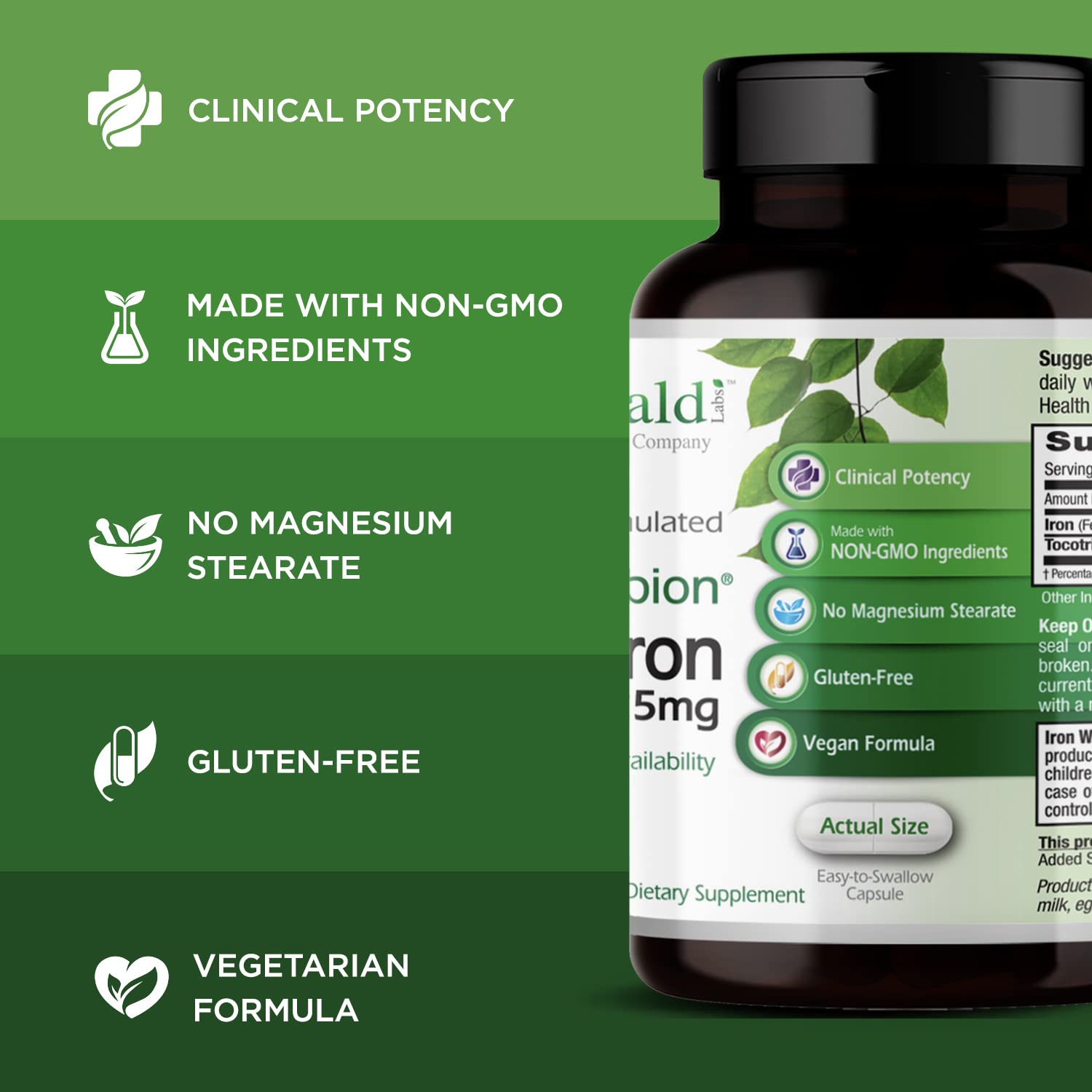 Vegan-friendly iron supplement packaging