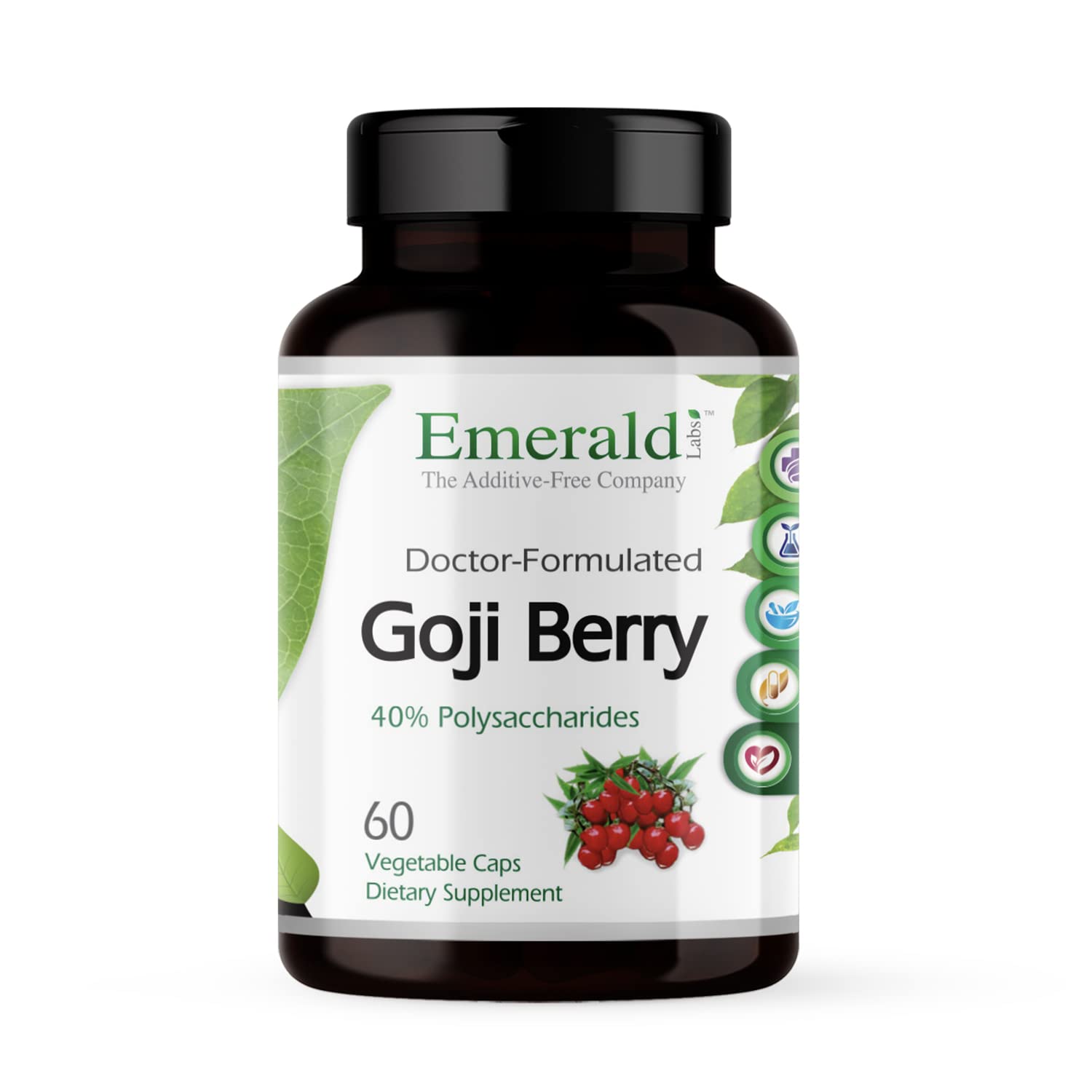 Bottle of Emerald Labs Goji Berry immune and liver health capsules