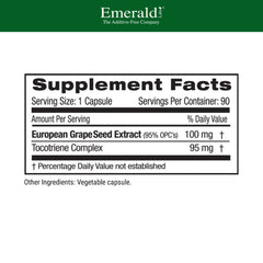 EMERALD LABS grape seed extract product label