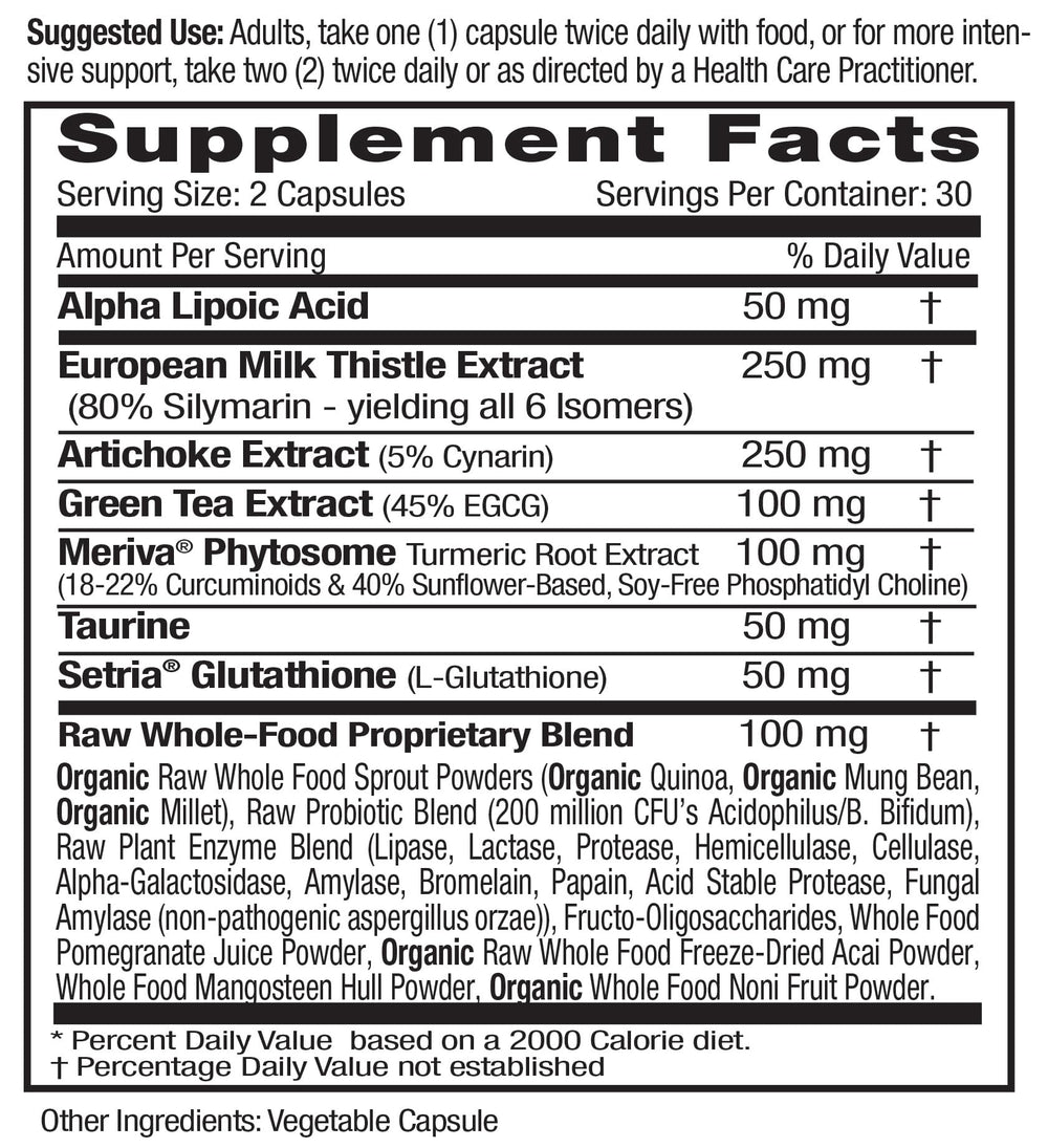 Close-up of European milk thistle extract and other ingredients