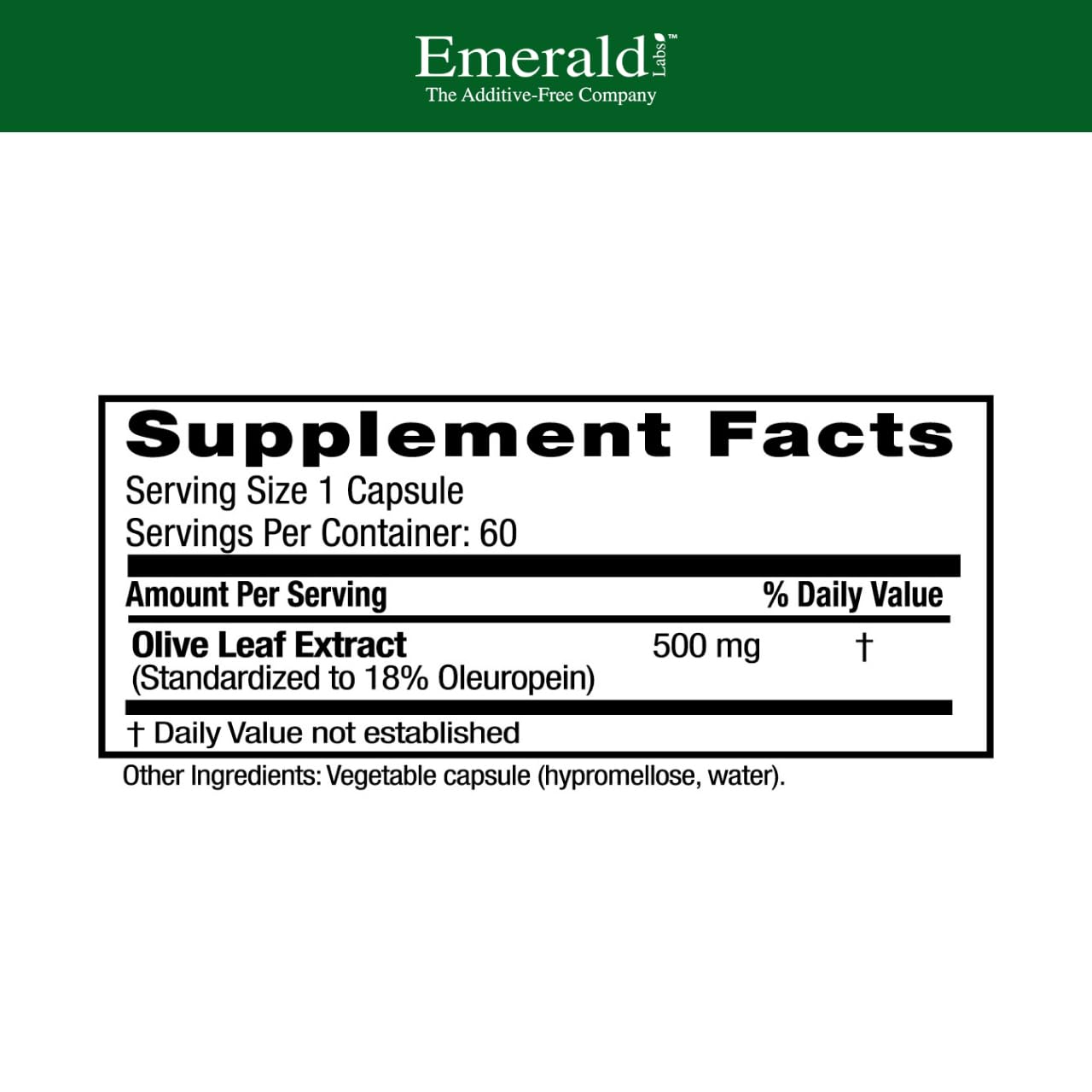 Gluten-free vegan olive leaf extract capsules