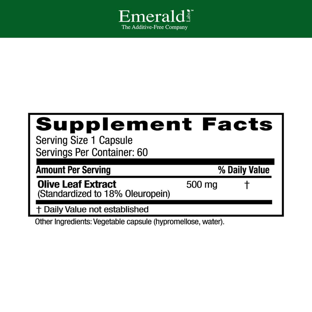 Gluten-free vegan olive leaf extract capsules