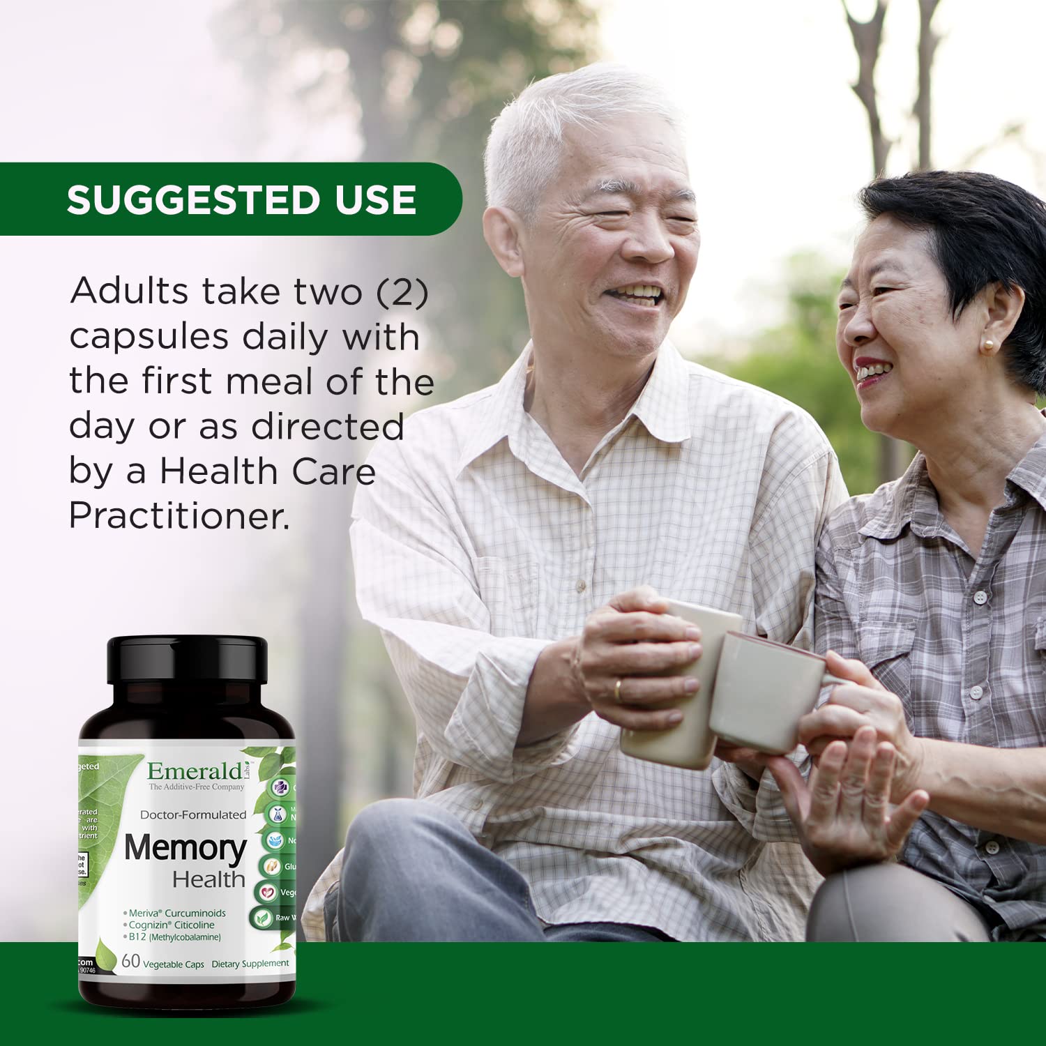 Gluten-free Memory Health capsules in a bottle