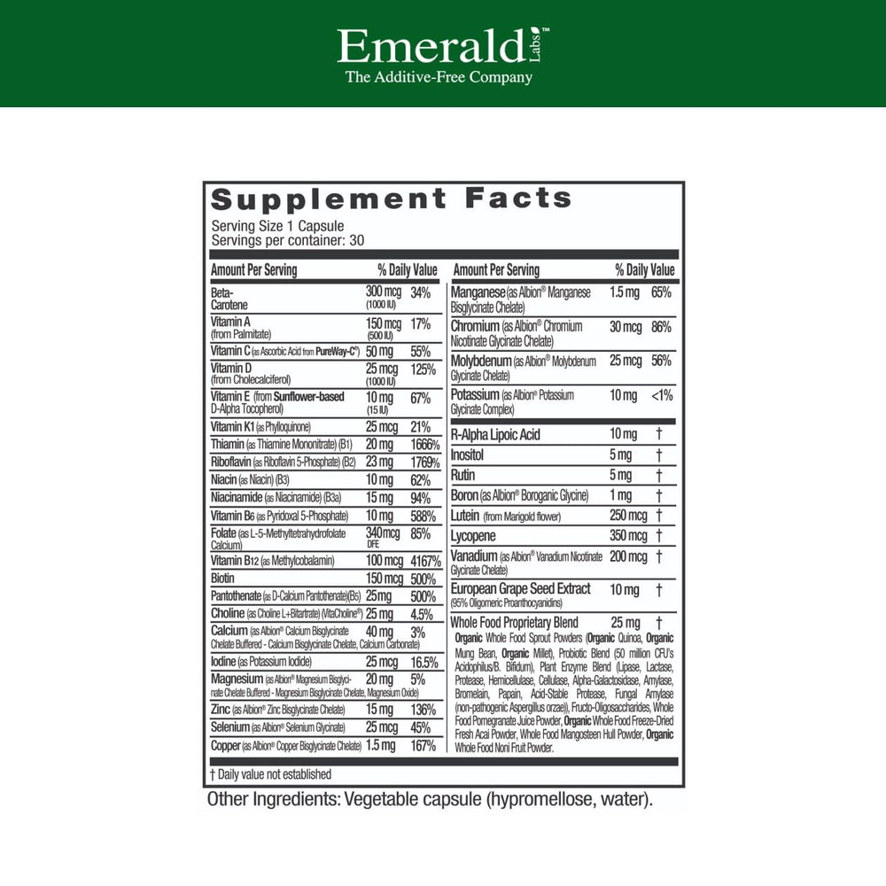 Emerald Labs Men's 1 Daily Multi bottle side view
