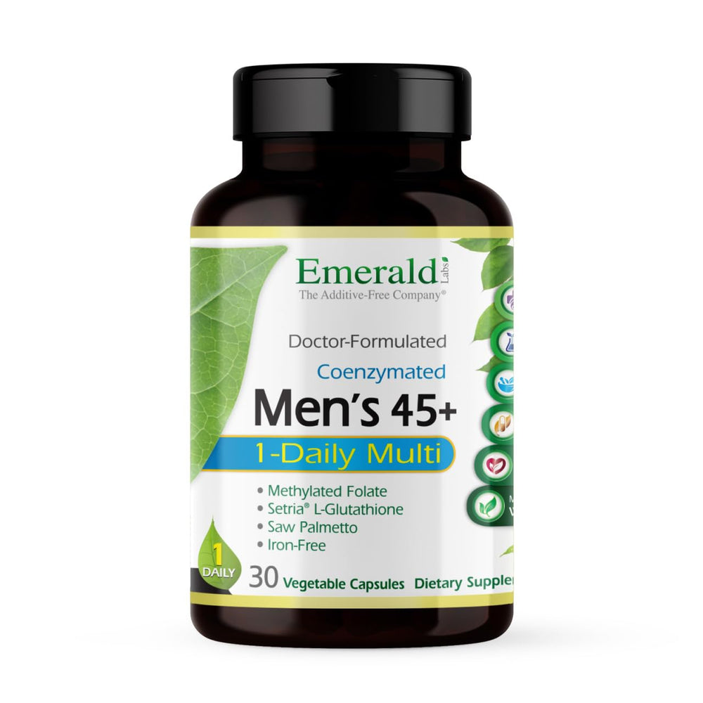 EMERALD LABS Men's 45+ 1-Daily Multi bottle on white background