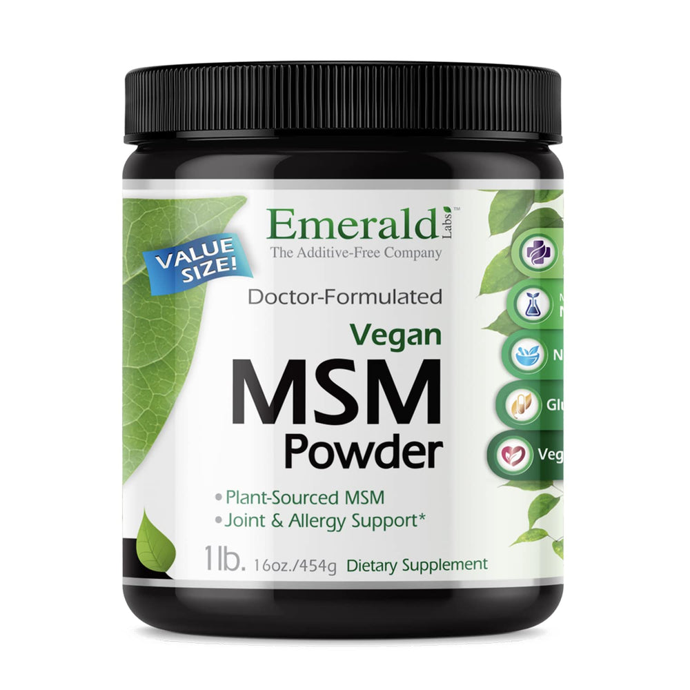 Emerald Labs MSM Powder bottle, 16 oz, plant-sourced MSM