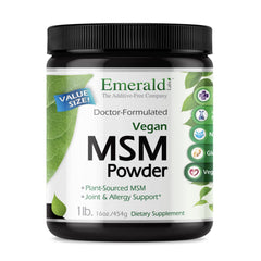 Emerald Labs MSM Powder bottle, 16 oz, plant-sourced MSM