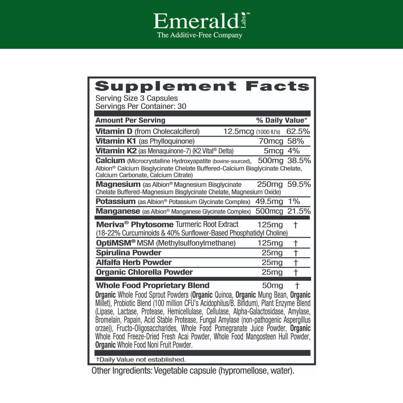 Close-up of Osteo Bone Health ingredients