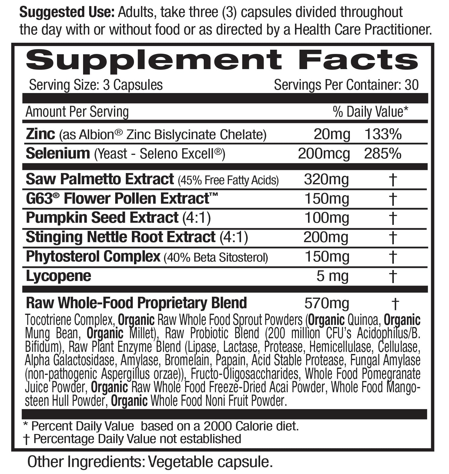 Close-up of Saw Palmetto and Lycopene ingredients