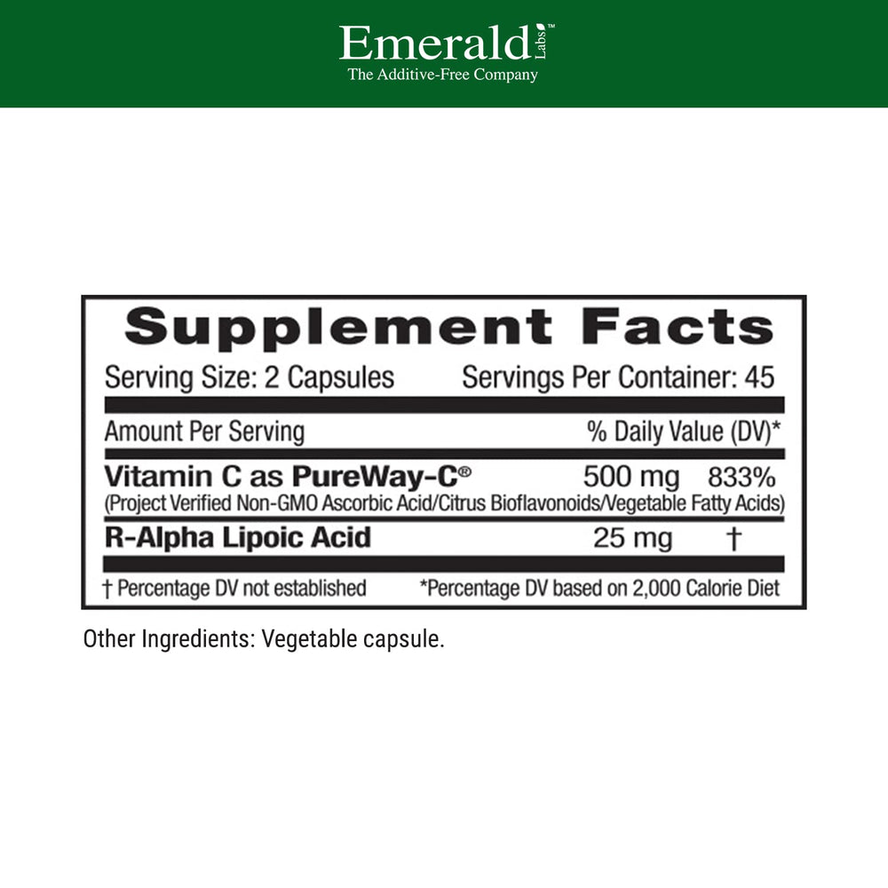 EMERALD LABS PureWay-C bottle with 90 vegetarian capsules