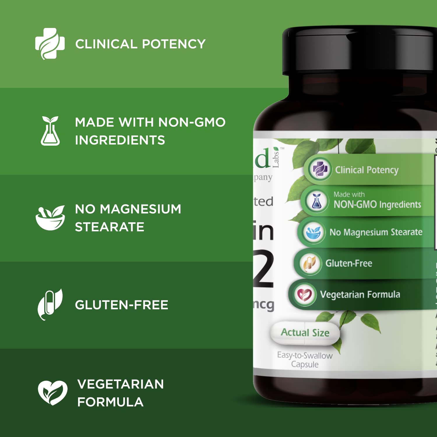 Vegetarian, gluten-free Vitamin D3+K2 capsules