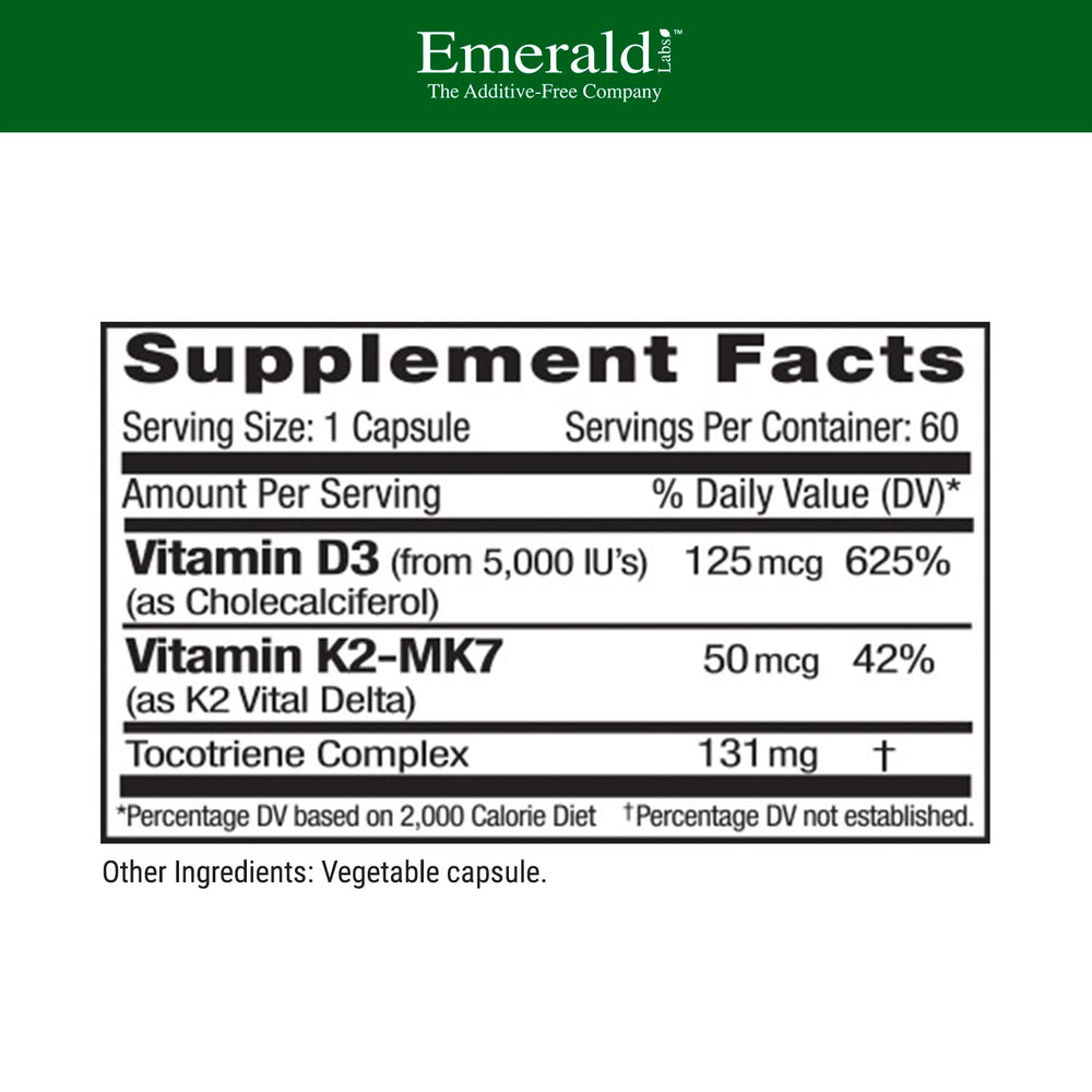 Lab-verified Vitamin D3+K2 absorption-boosting formula