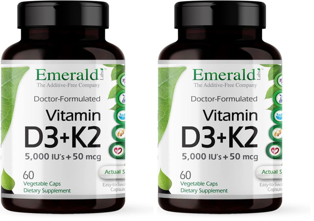 Emerald Labs Vitamin D3+K2 bone and heart health capsules per pack
