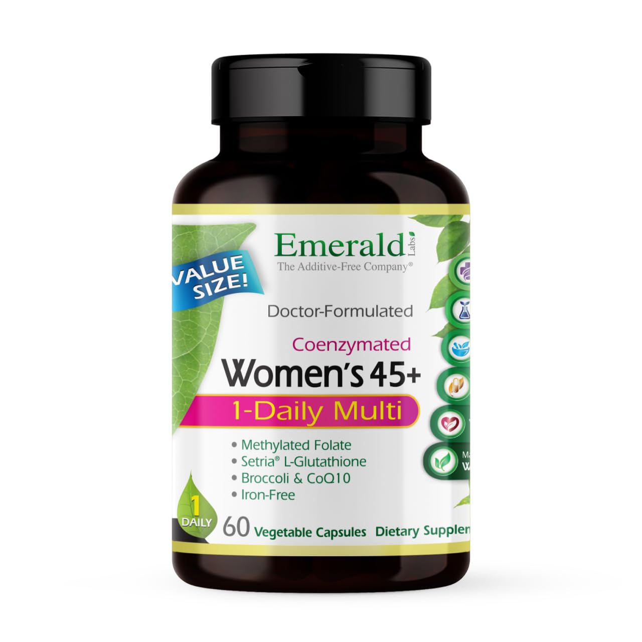 EMERALD LABS Women's 45+ 1-Daily Multi bottle label