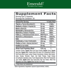 Vegan vitamin B complex capsules close-up