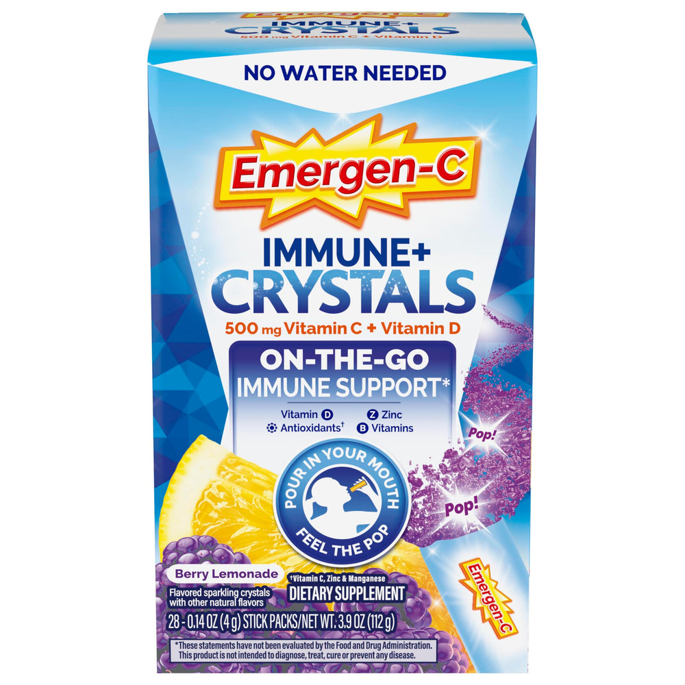 Emergen-C Immune Plus Crystals berry lemonade stick pack for on-the-go immune support