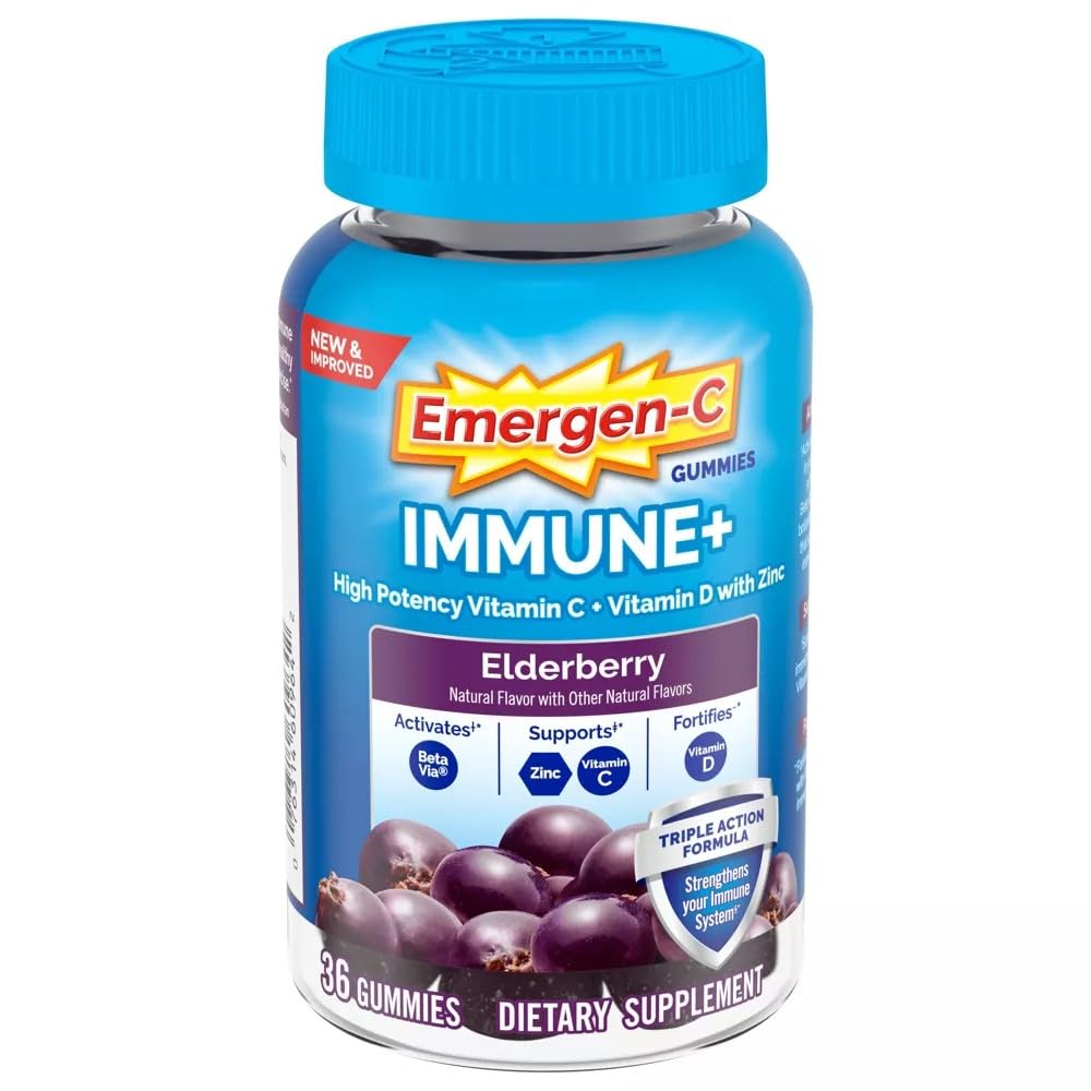 Emergen-C Immune+ Elderberry Gummies 36-count bottle