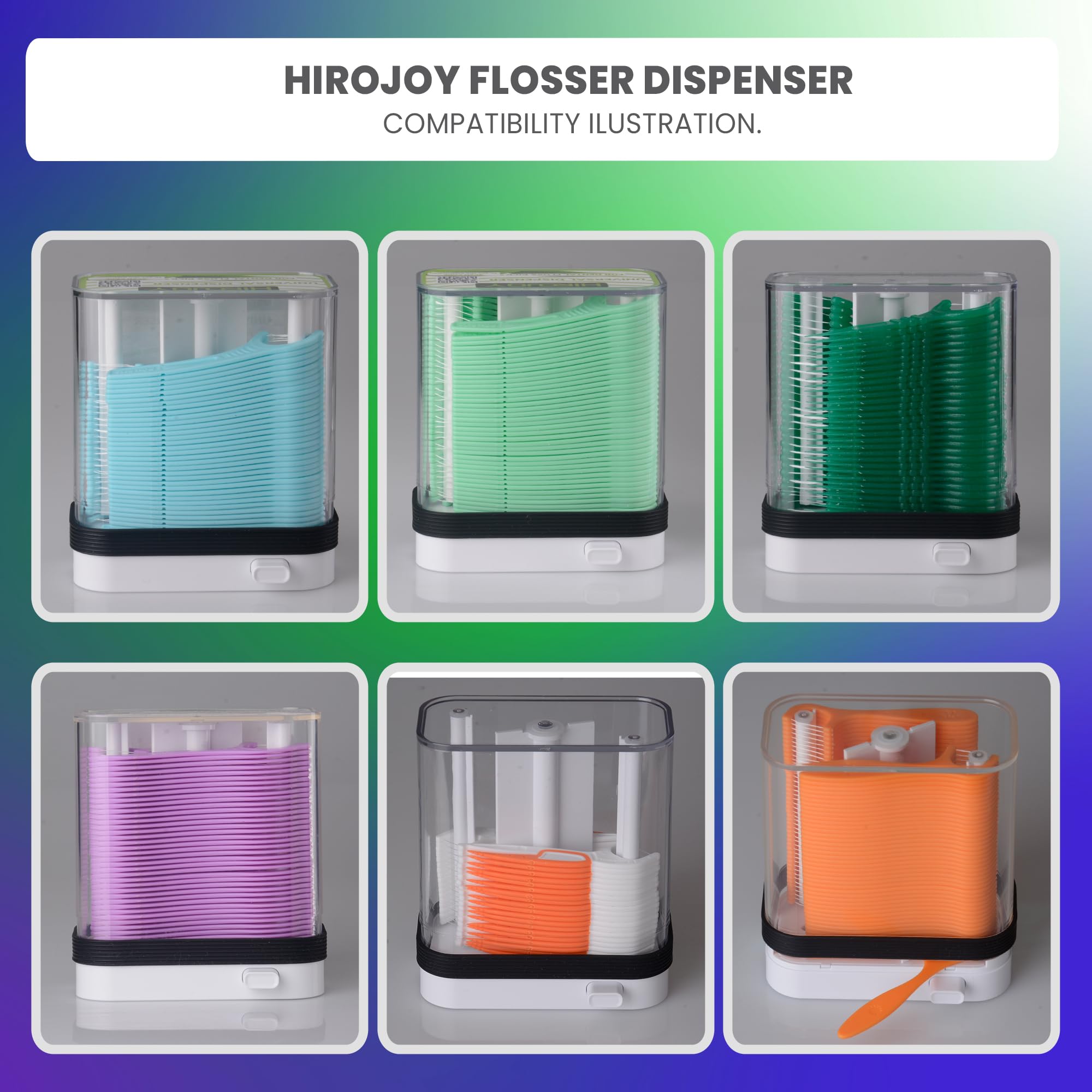Side view of the compact floss pick dispenser