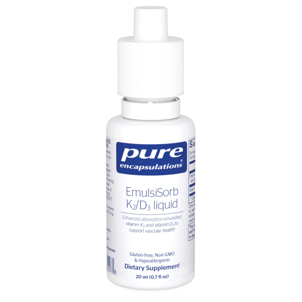Front view of Pure Encapsulations EmulsiSorb K2/D3 Liquid bottle