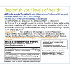 ENADA 20x NADH dissolving under the tongue for fast alertness.