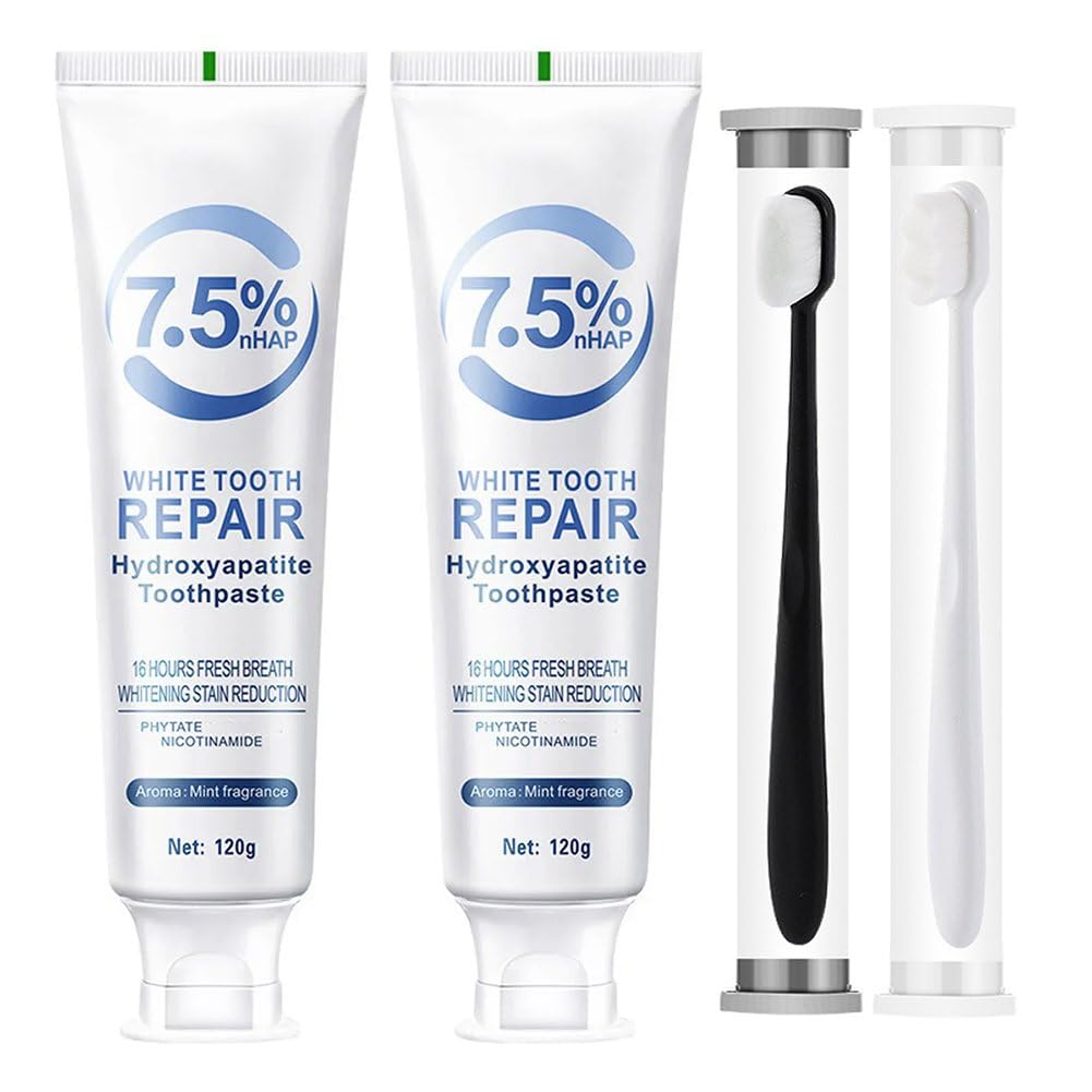 Tube of Hydroxyapatite Enamel Repair Toothpaste with mint flavor
