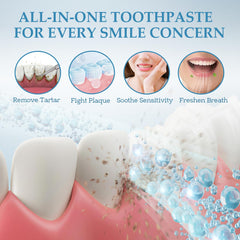 Close-up of enamel-safe whitening toothpaste for sensitive teeth