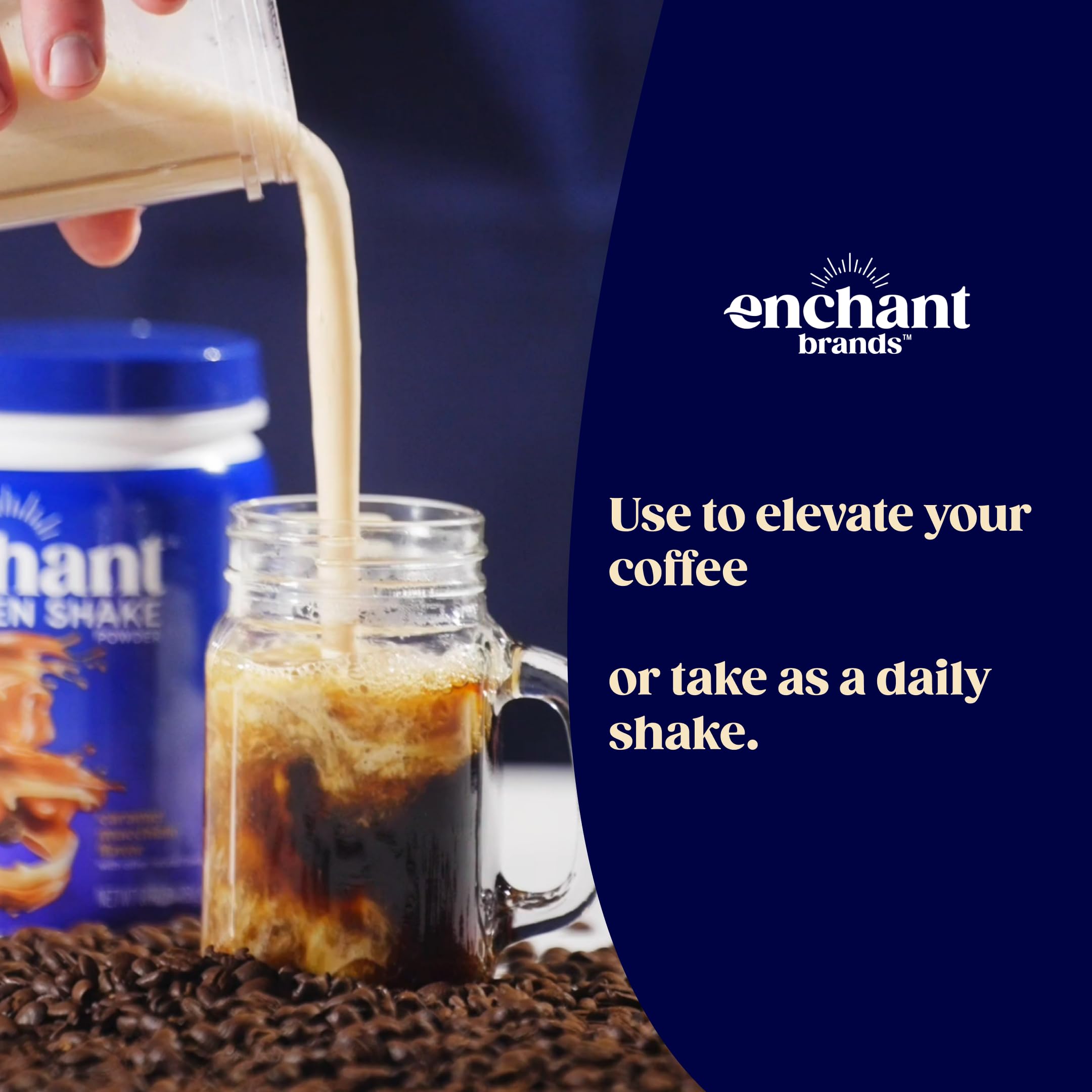 Collagen powder being stirred into a cup of coffee