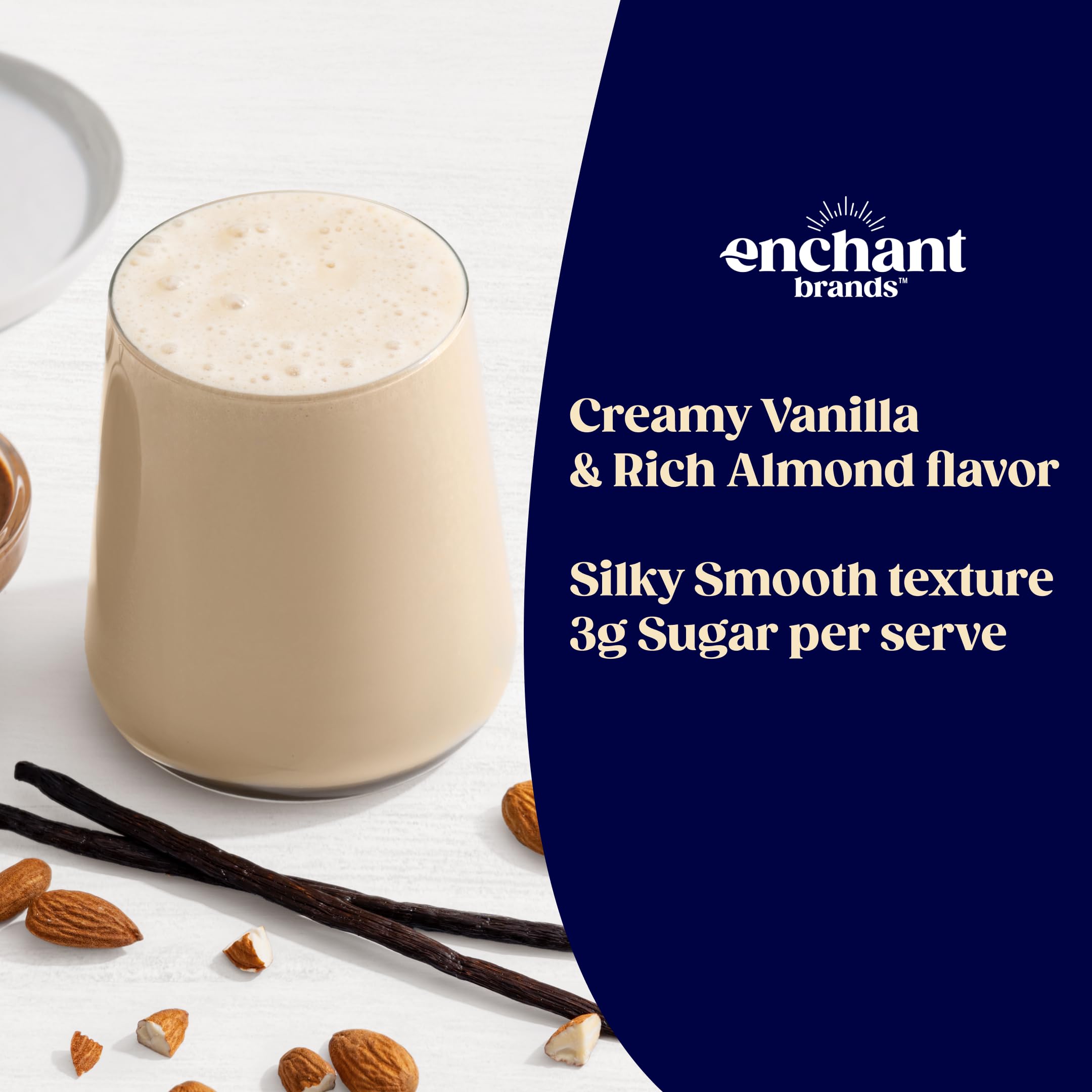Enchant Organic Protein Powder baking-use vanilla almond demonstrates versatile recipe ingredient.