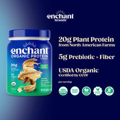 Enchant Organic Protein Powder Vanilla Almond aroma hints at indulgent daily shakes.