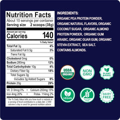 Enchant Organic Protein Powder scoop shows silky texture for smoothies.