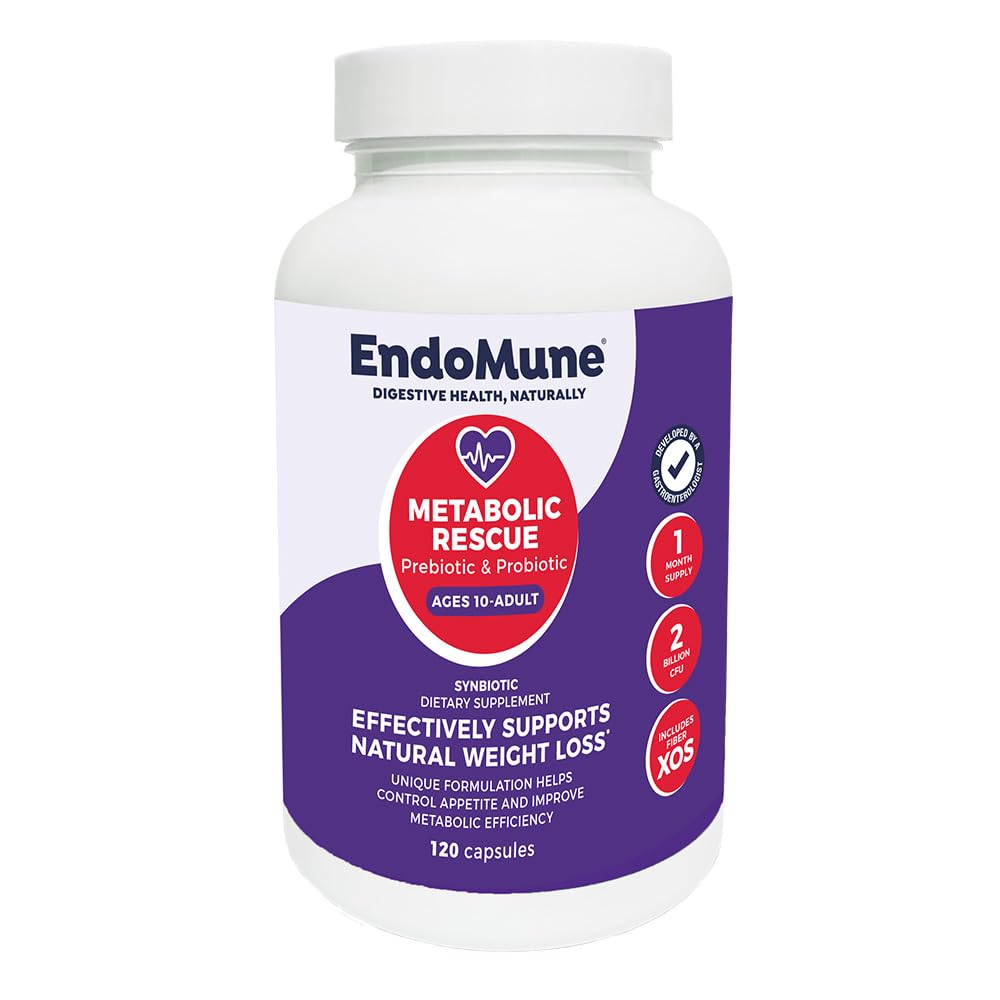 Endomune Metabolic Rescue bottle-front shows doctor-formulated gut health support possibilities.