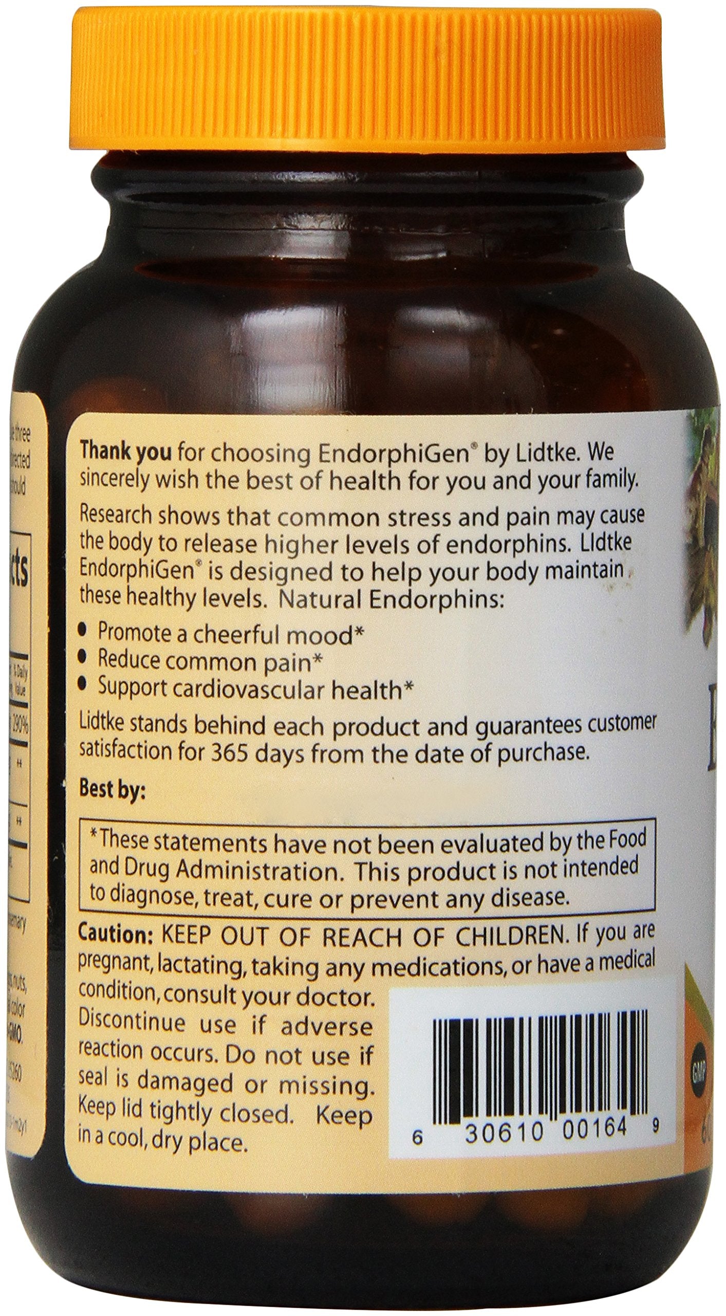 Close-up of Endorphigen Capsules bottle label