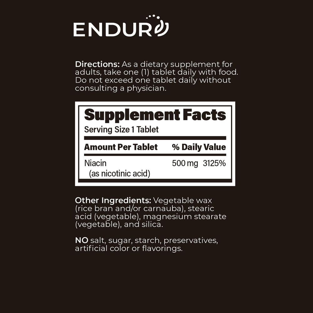 Endur-Acin Niacin bottle manufactured in the USA