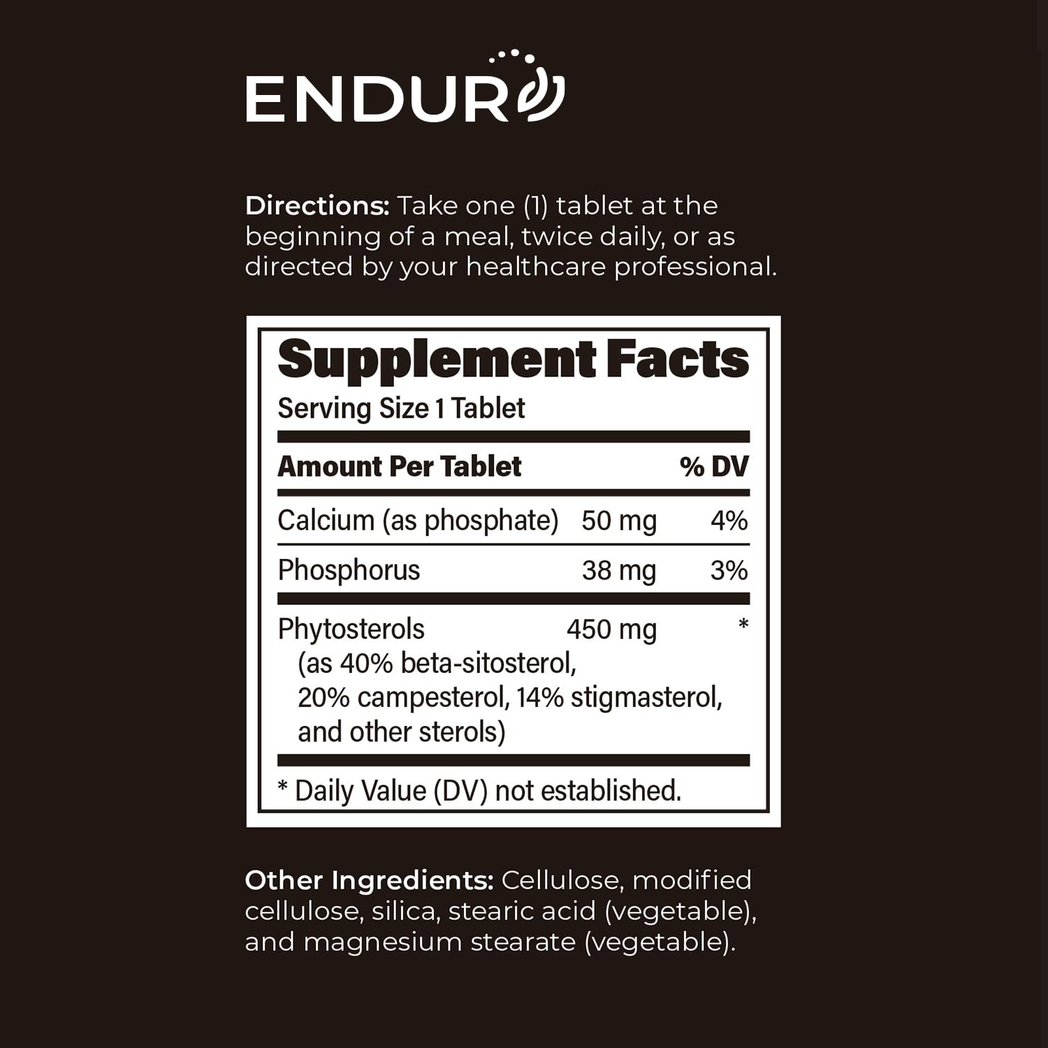 Endur Phytosterols nutrition facts