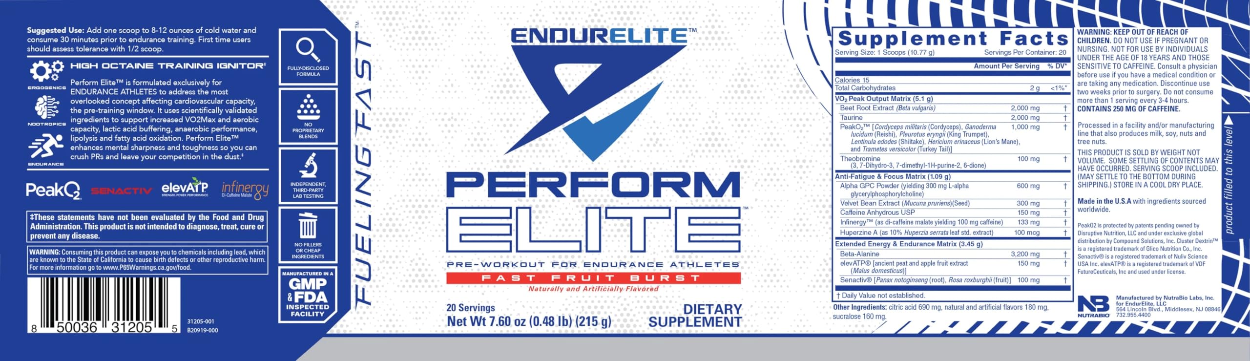 EndurElite Perform Elite tub close-up highlighting Winning Watermelon flavor fueling endurance.